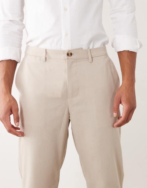 New Look - Pantaloni affusolati effetto lino color pietra, 4 di 5