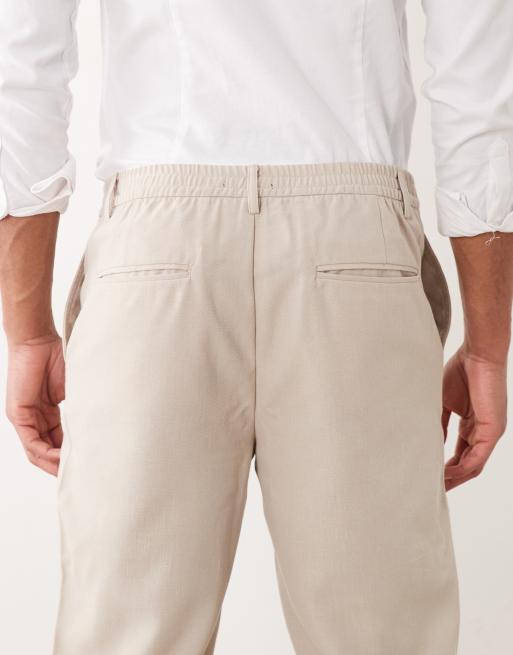 New Look - Pantaloni affusolati effetto lino color pietra, 5 di 5
