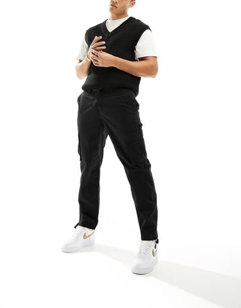 New Look - Pantaloni cargo in tessuto ripstop neri - view 1
