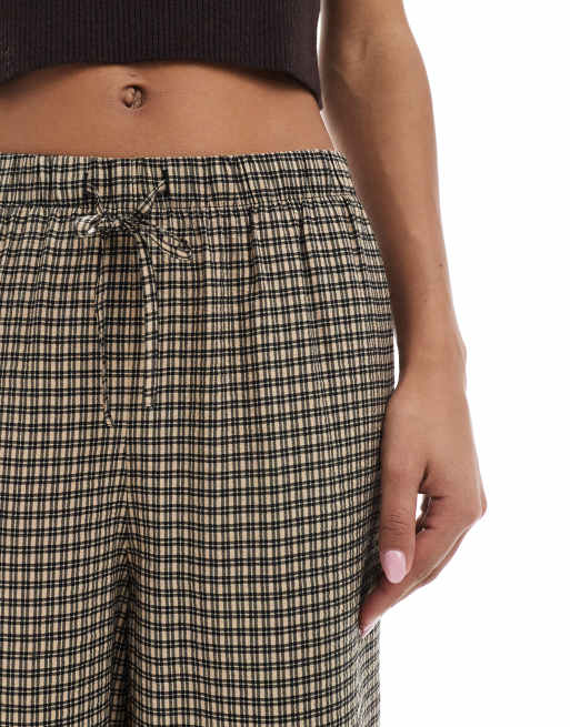 New Look - Pantaloni con fondo ampio marroni a quadri, 5 di 5