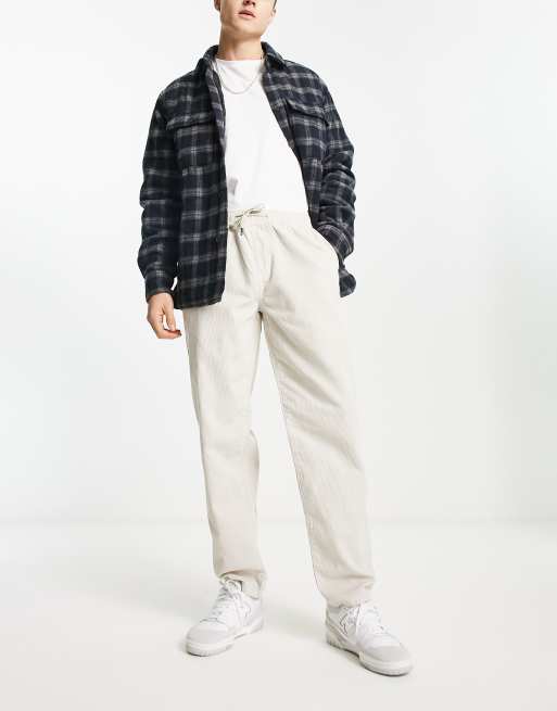 New Look - Pantaloni easy-on in tessuto a coste color pietra