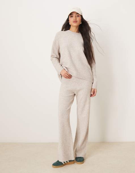 New Look - Pantaloni in maglia color avena in coordinato - view 1