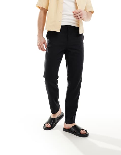 New Look - Pantaloni in misto lino neri - view 1