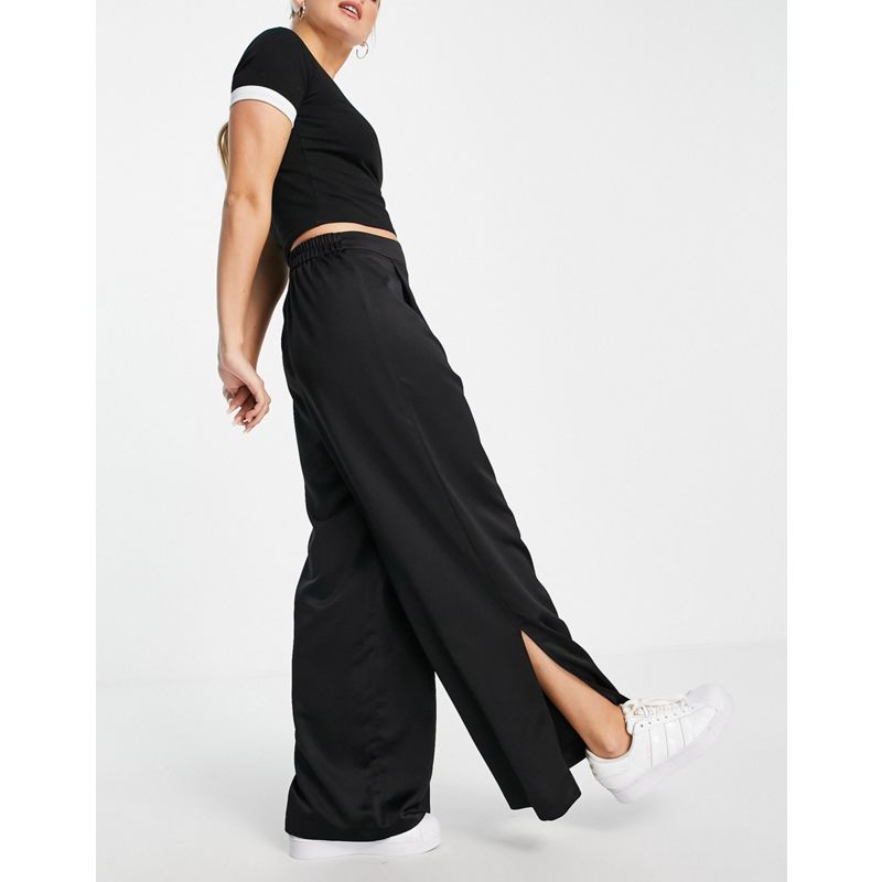 Donna  New Look - Pantaloni in raso nero in coordinato