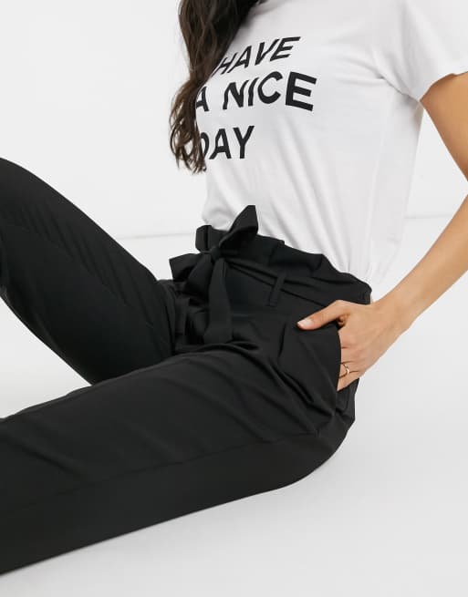 New Look - Pantaloni neri a vita alta con cintura, 3 di 4