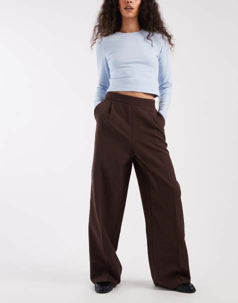 New Look - Pantaloni sartoriali a fondo ampio marroni - view 1