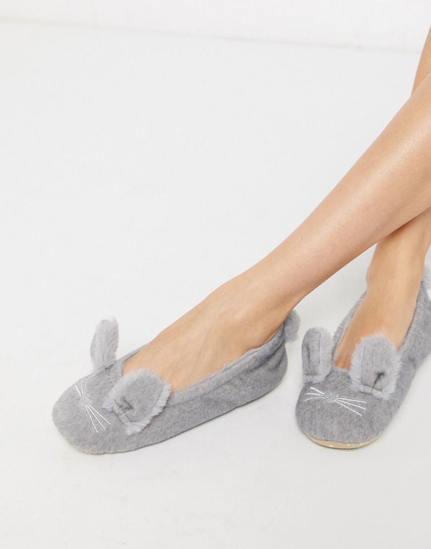 New Look - Pantofole a coniglietto grigie-Grigio