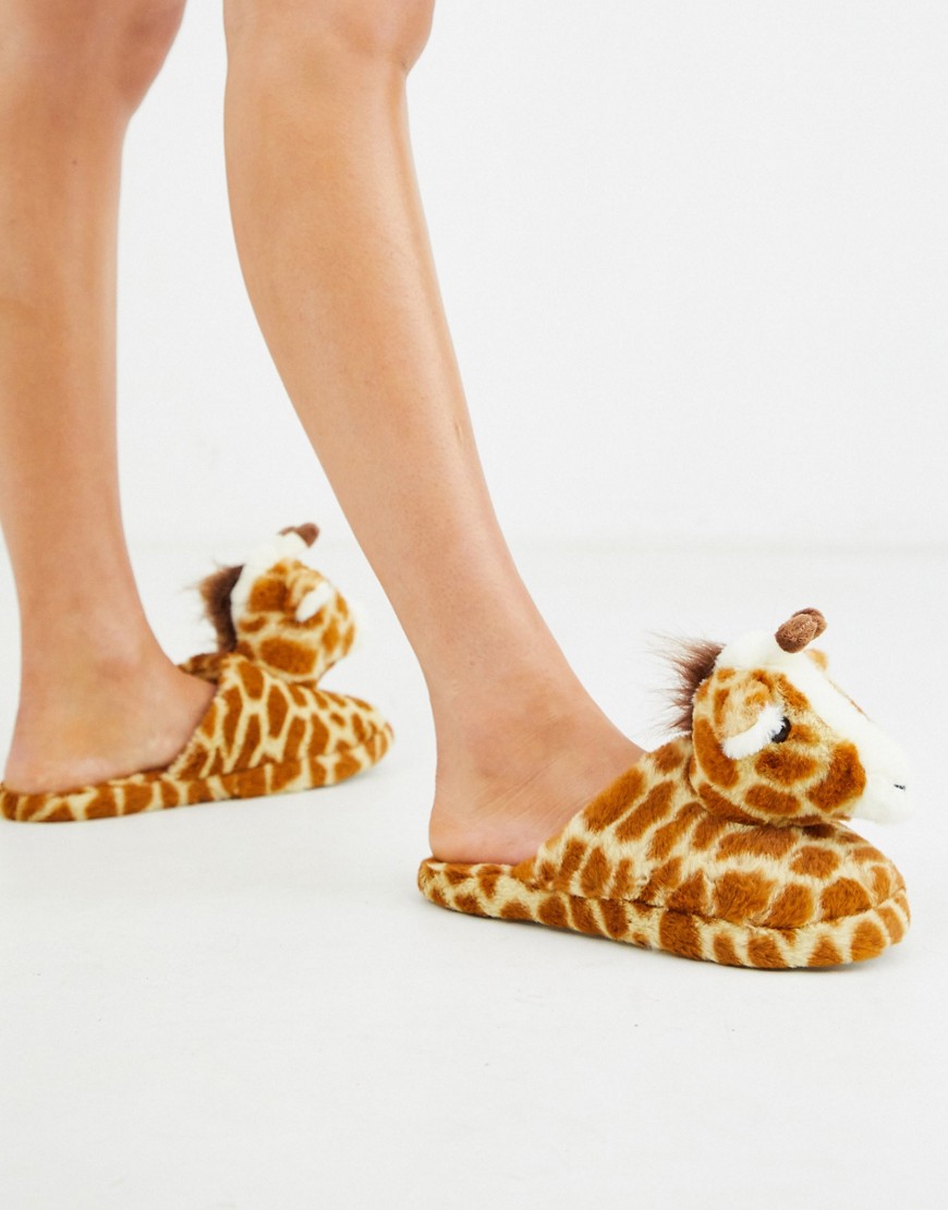 New Look - Pantofole giraffa marroni-Marrone