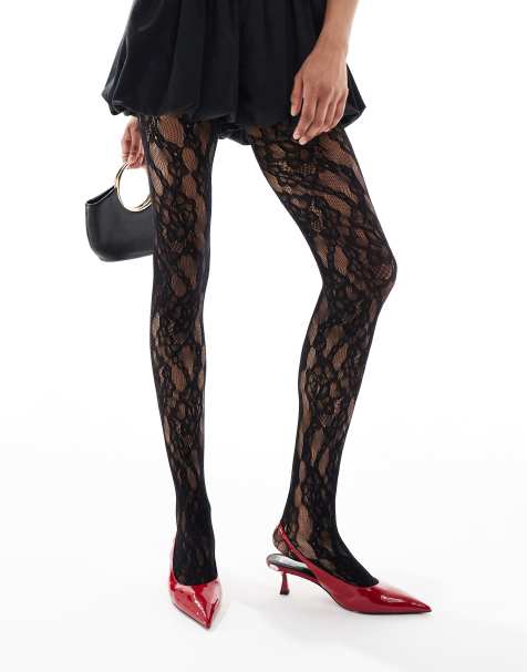 New Look - Panty van kant met bloemenmotief in zwart - view 1