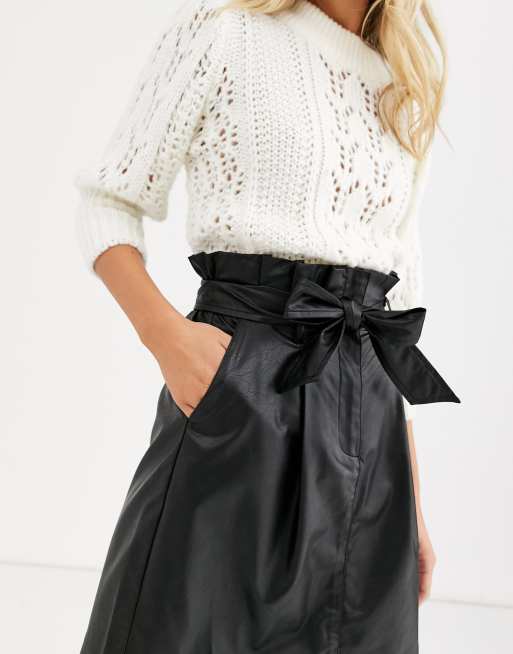 Black paperbag waist outlet skirt