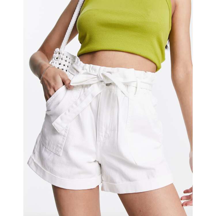 White paperbag waist store shorts