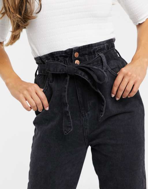 Black tie waist sales jeans