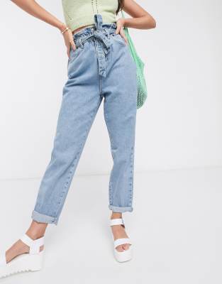 tie waist paperbag jeans