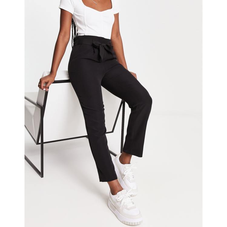 SHEIN PETITE High Waist Ribbed Knit Flare Leg Pants