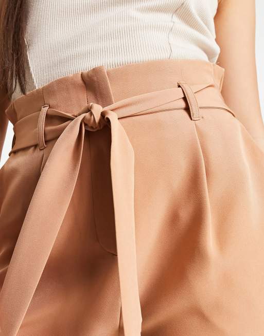 High Waist Ribbon Tie Pants - Camel – Fashion House Boutique