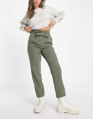 Just Wing It Khaki Paperbag Waist Cropped Pants