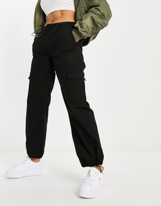 New Look parachute pants in black