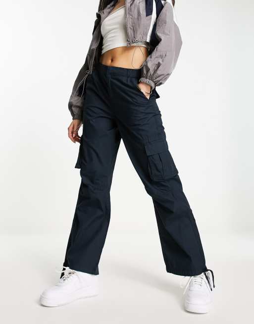 New Look - Parachutebroek met rechte pijpen in marineblauw