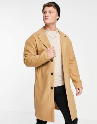 New Look relaxed overcoat in camel - ASOS Price Checker