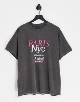 New Look Paris NYC t-shirt in grey