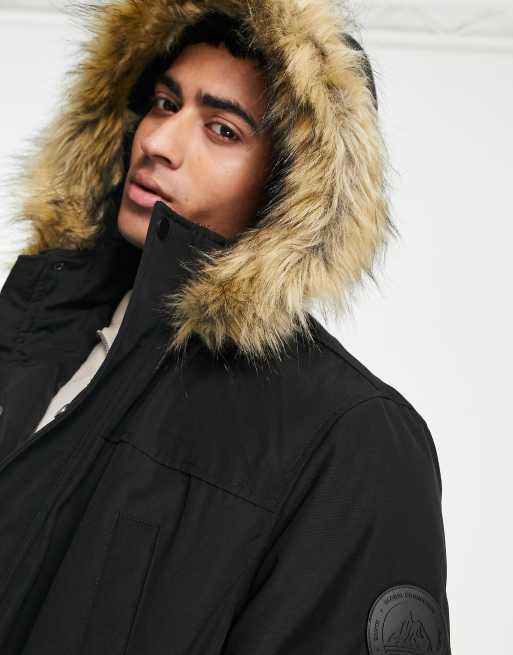 New Look – Parka in Schwarz mit Kapuze und Kunstpelz-Besatz, 3 von 4