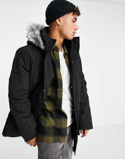 New Look - Parka met bontrand in zwart