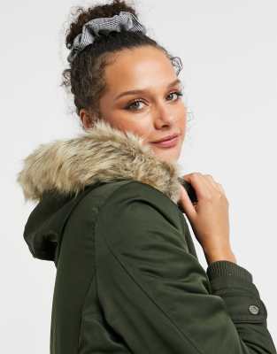 new look parka with faux fur hood