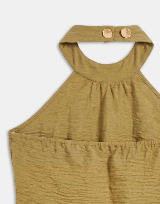 New Look - Parte de un conjunto - Top caqui abotonado con cuello halter, 8 de 8