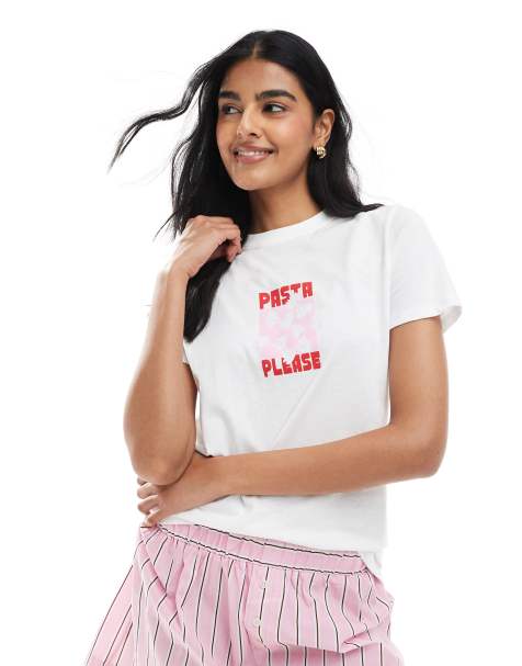 New Look Pasta Please logo t-shirt in white - view 1