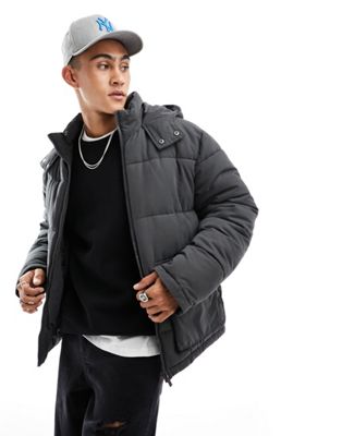 New Look patch pocket puffer jacket in black - ASOS Price Checker