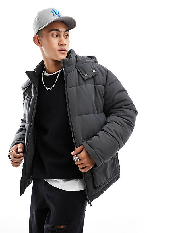 New Look - patch pocket puffer jacket in black