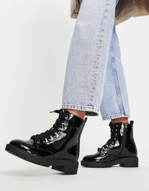 Patent shop flat boots