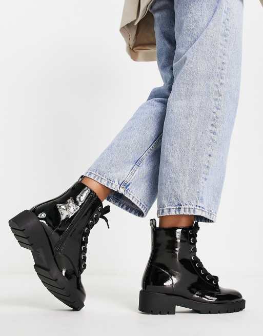 Ladies chunky shop lace up boots