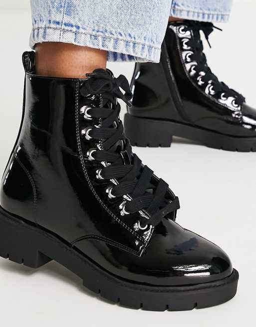 Patent leather hotsell chunky boots