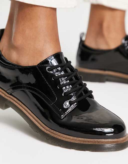 Black patent lace store up brogues