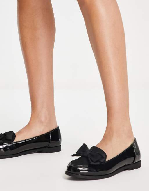 New Look patent loafer with bow in black, 4 of 4