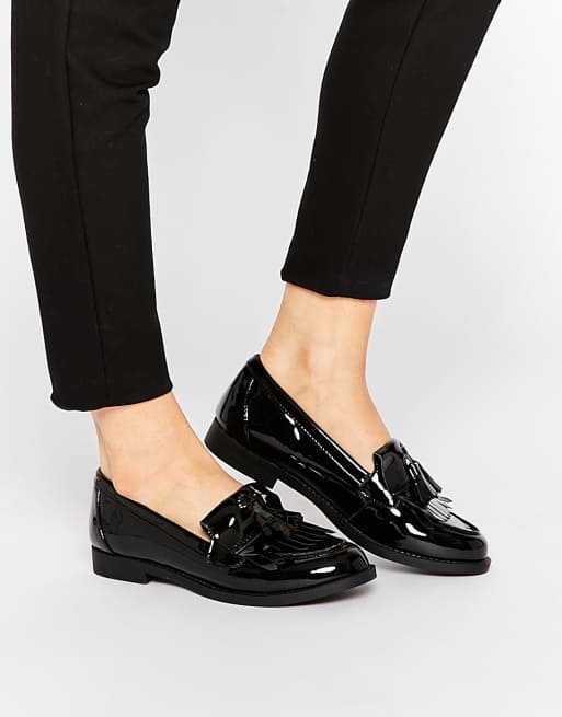 new look black patent loafers