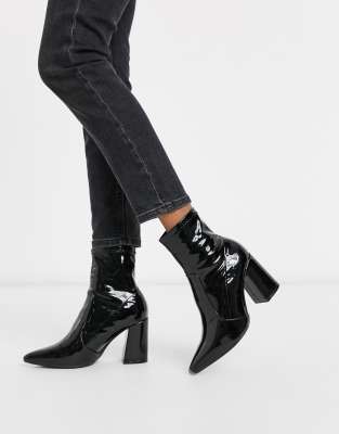 black pointed toe sock boots