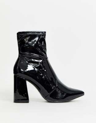 black patent boots new look