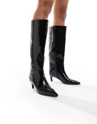  patent stiletto heeled boots 