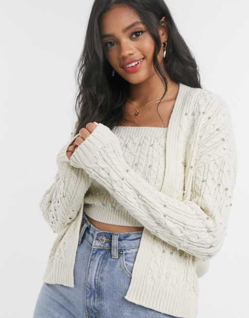 Pearl shop beaded sweater