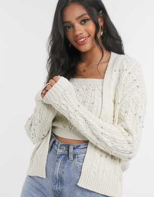 pearl beaded cardigan