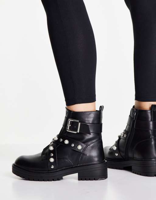 Pearl studded hotsell biker boots