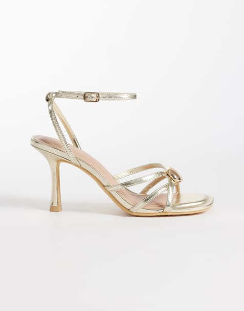 New Look pebble detail stiletto heeled sandal in gold - view 1