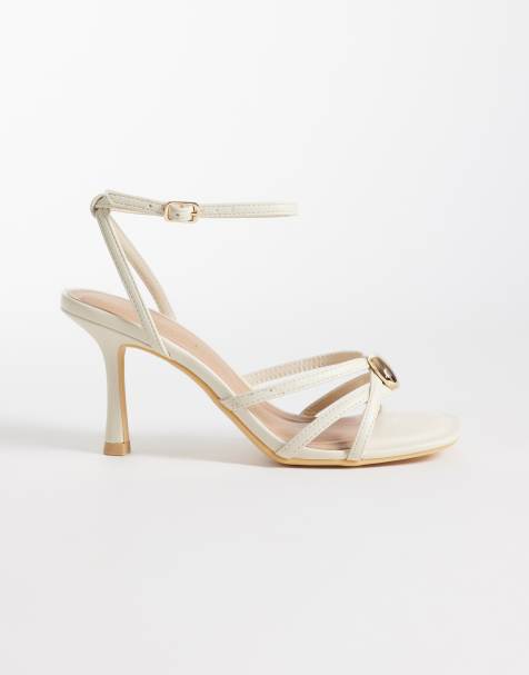 New Look pebble detail stiletto heeled sandal in off white - view 1