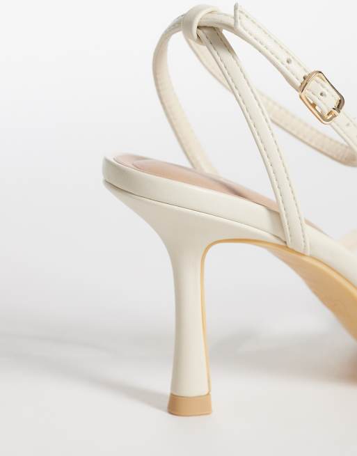 New Look pebble detail stiletto heeled sandals in off white, 2 of 4