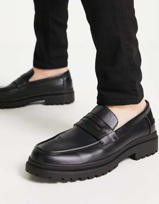 New Look - Penny loafers met dikke zool in zwart, 3 van 4