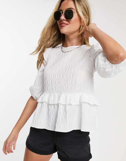 New Look peplum blouse in white | ASOS