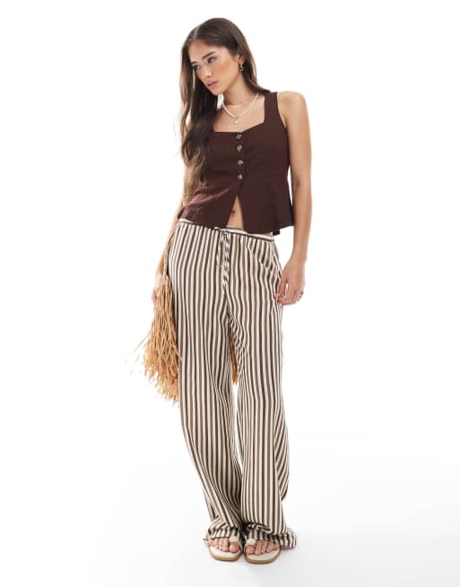 New Look peplum linen shell top in dark brown