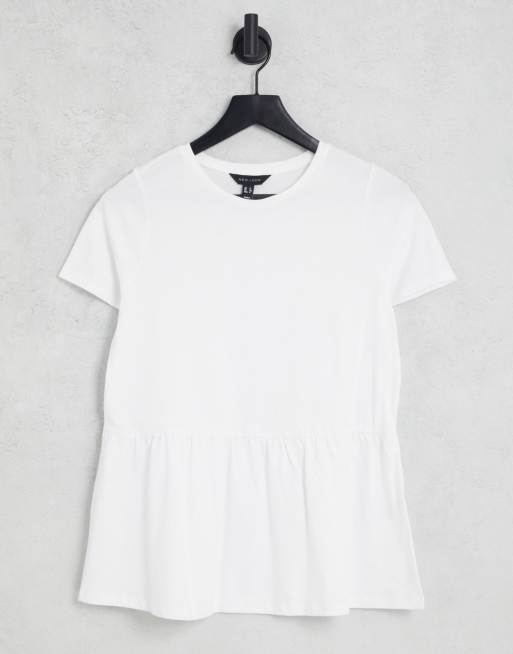 New Look peplum tee in white